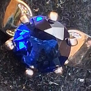 Elegant Sterling Silver Faux Blue Sapphire Ring Size 11